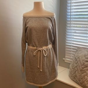Lulus Comfortably Cute Heather Grey Long Sleeve Mini Dress Size Small